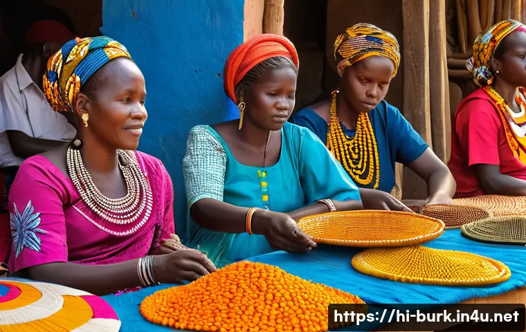 부르키나파소의 관광객을 위한 추천 루트 - A vibrant outdoor market scene in Ouagadougou, Burkina Faso, showcasing local artisans crafting trad...