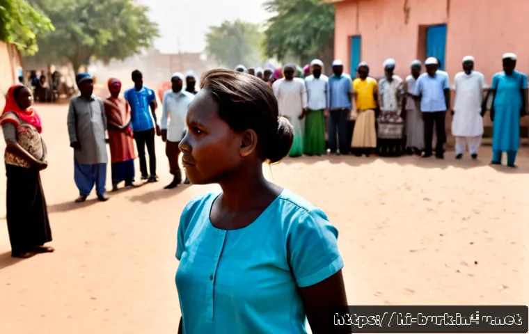 부르키나파소의 현대 정치와 사회 문제 - Photorealistic editorial scene in Ouagadougou, Burkina Faso: a diverse group of adult citizens stand...