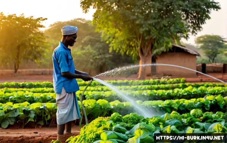 Home 26 부르키나파소에서 가장 인기 있는 직업 - Photorealistic rural Burkina Faso farming scene at sunrise, a skilled West African farmer in practic...
